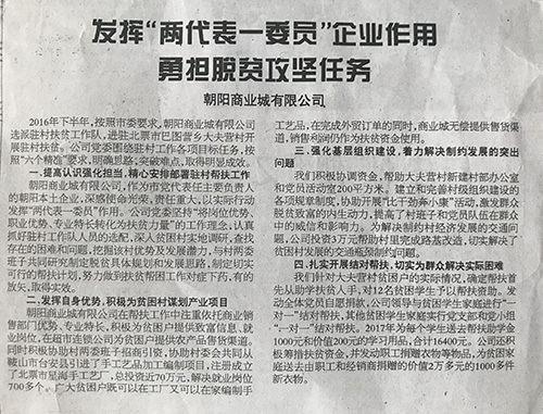 發揮“兩代表一(yī)委員(yuán)”企業(yè)作(zuò)用(yòng) 勇擔脫貧攻堅任務